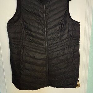 Lands' End Women's black Quilted Vest 1X tunic length